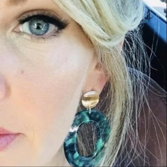 Park Lane Green & Gold Retro Acrylic Earrings - Picture 9 of 9